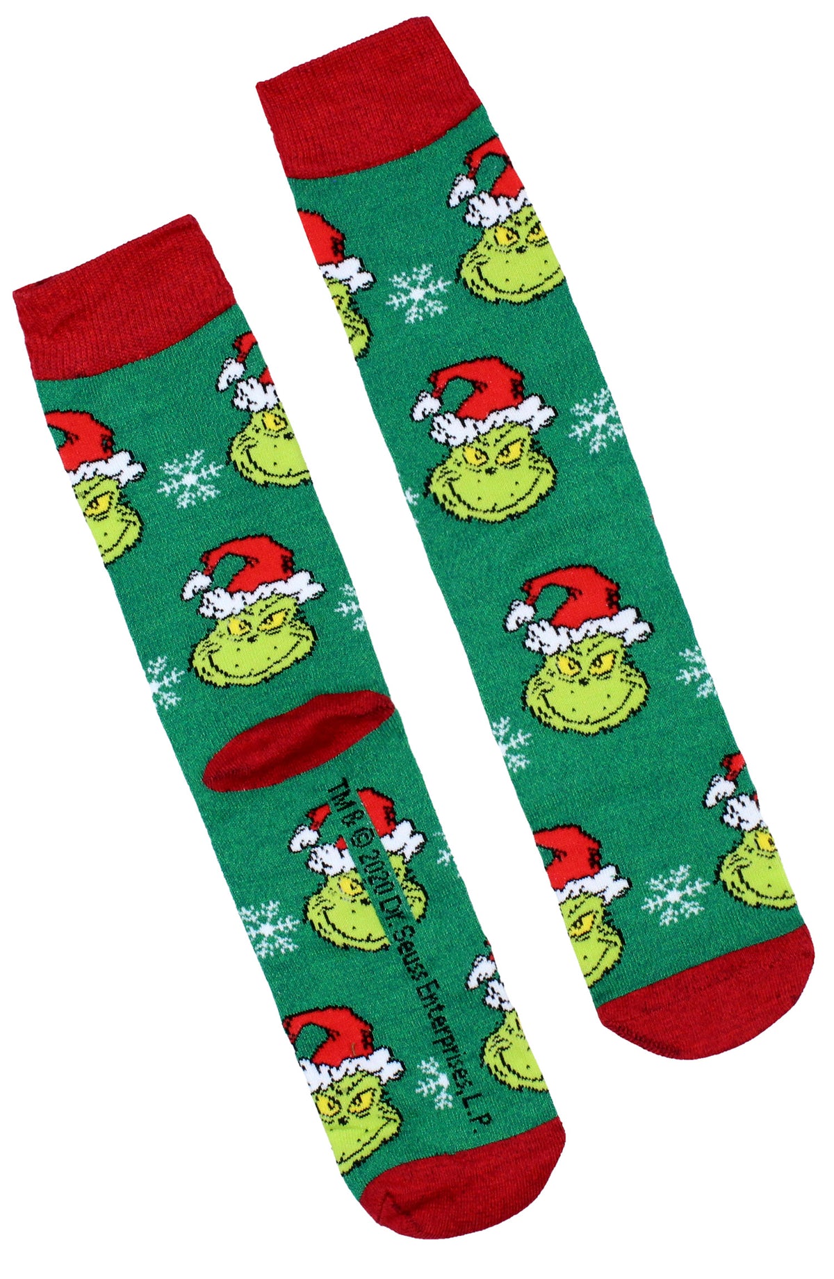 Dr. Seuss GRINCH Character Design Adult Holiday 3 Pair Crew Socks