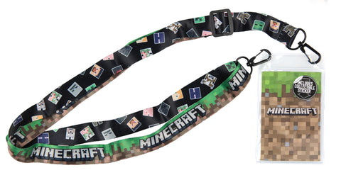 Minecraft Character Head Toss Multi-Use Lanyard Clear ID Badge Holder