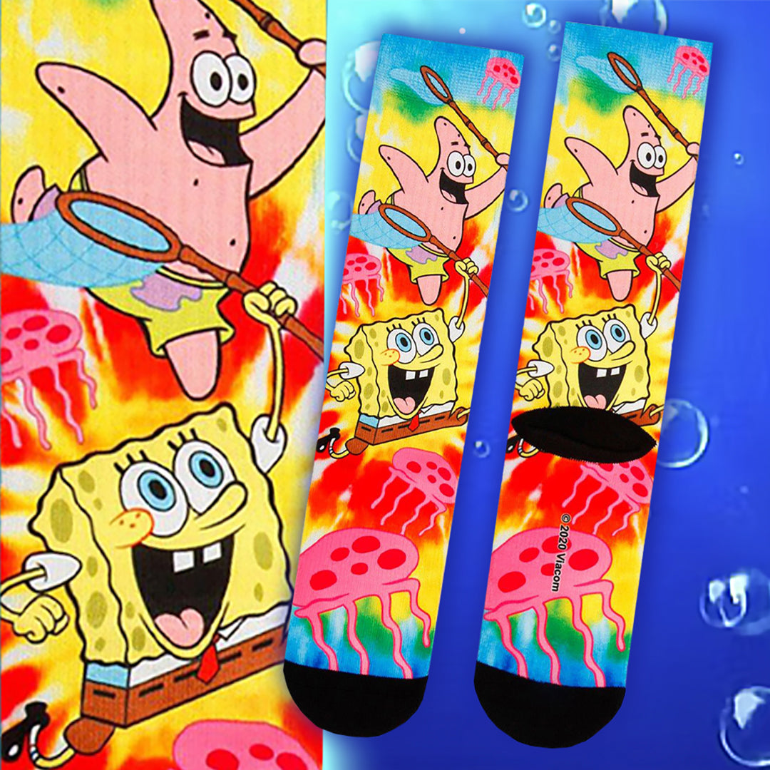 SpongeBob SquarePants Jellyfish Tie-Dye Sublimated Crew Socks - Seven Times Six