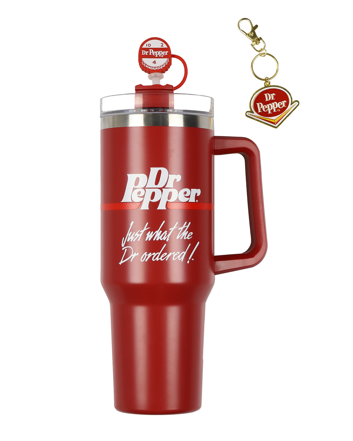 Dr Pepper 30-oz Stainless Steel Tumbler Set Straw Topper Keychain Insulated Mug