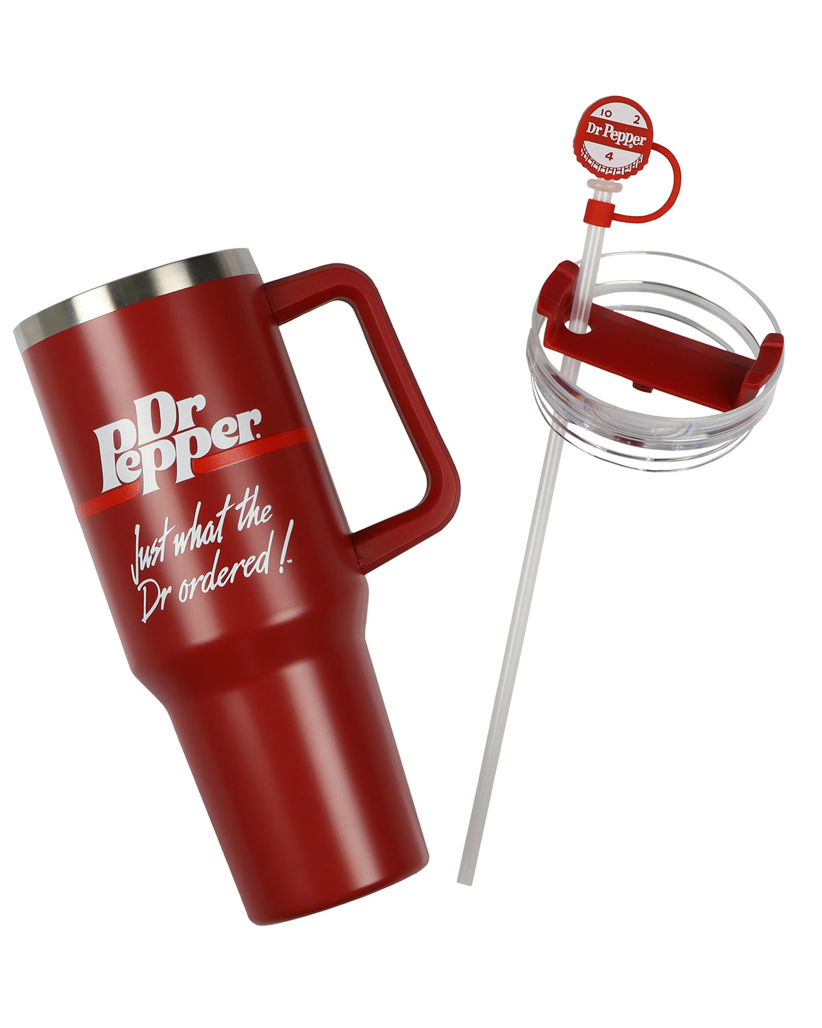 Dr Pepper 30-oz Stainless Steel Tumbler Set Straw Topper Keychain Insulated Mug