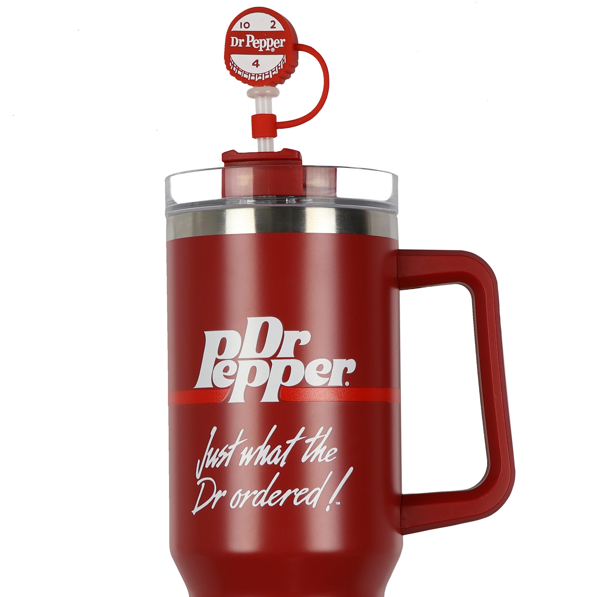 Dr Pepper 30-oz Stainless Steel Tumbler Set Straw Topper Keychain Insulated Mug