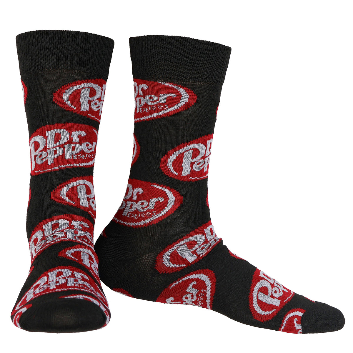 Dr. Pepper Socks Contrasting Logo Design 2-Pack Adult Mid-Calf Crew Socks