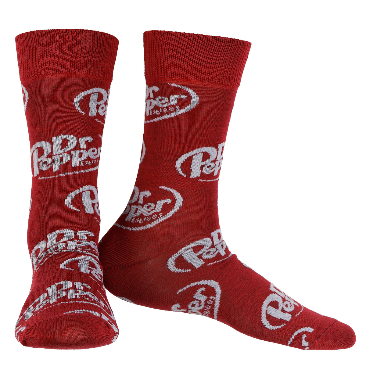 Dr. Pepper Socks Contrasting Logo Design 2-Pack Adult Mid-Calf Crew Socks