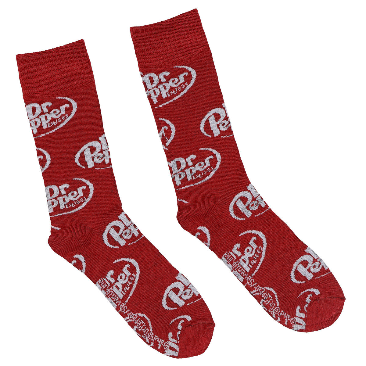 Dr. Pepper Socks Contrasting Logo Design 2-Pack Adult Mid-Calf Crew Socks