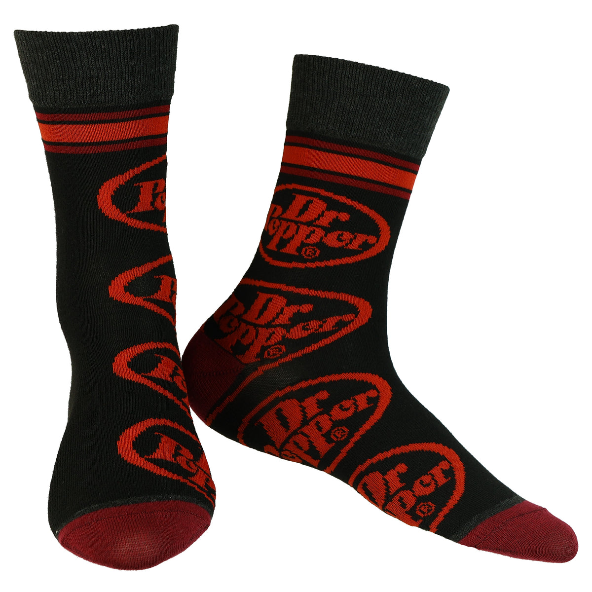 Dr. Pepper 5 Pack Logo Design Mix and Match Adult Mid-Calf Crew Socks 5 Pairs