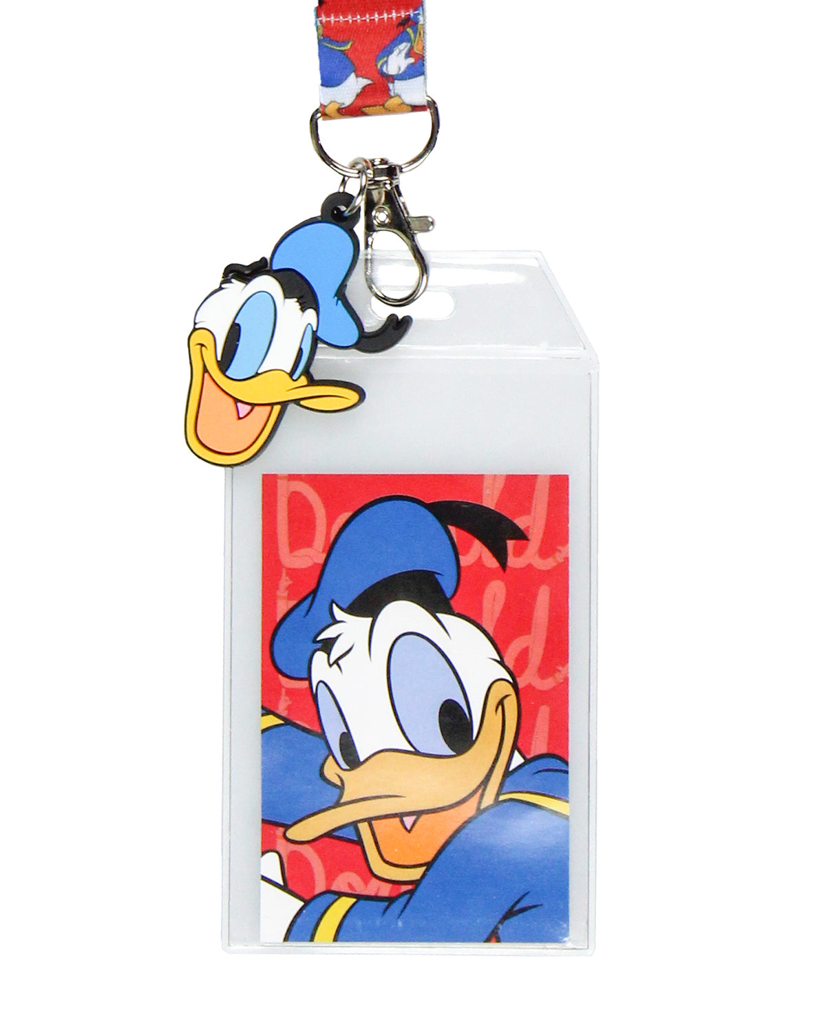 Disney Classic Donald Duck Lanyard with Clear ID Badge Holder and Rubber Charm