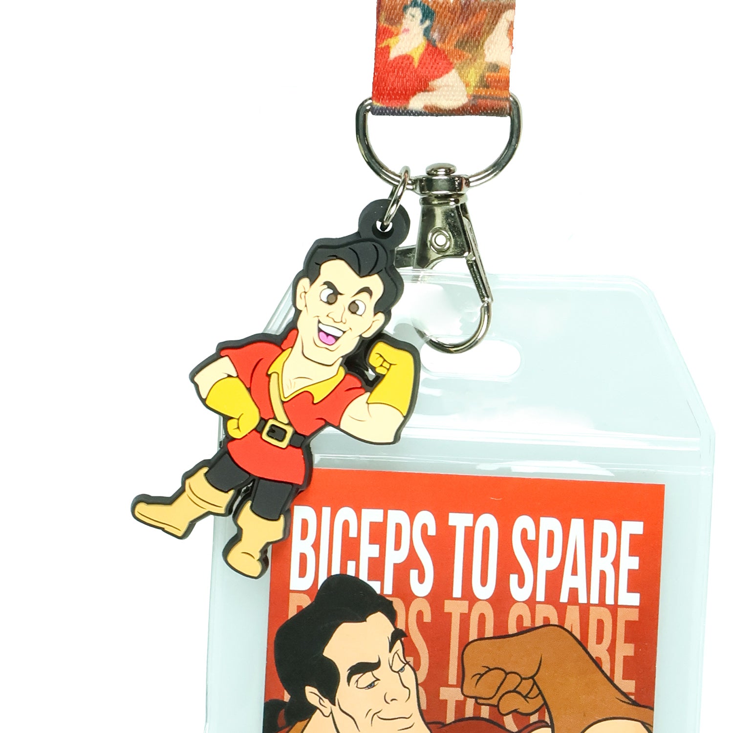 Disney Beauty and The Beast Gaston Biceps to Spare Lanyard with ID Badge Holder
