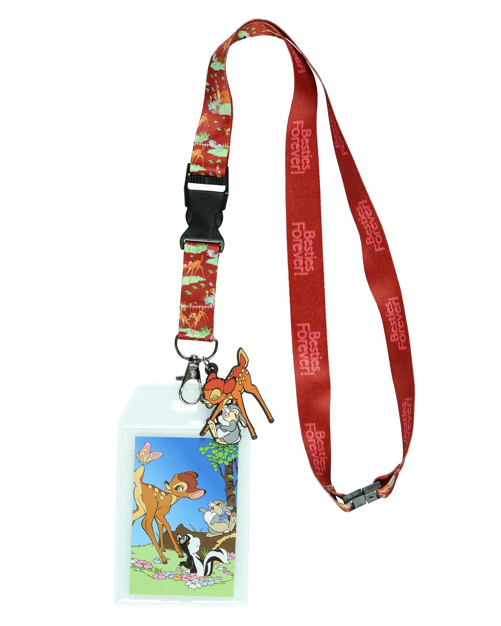 Disney Bambi Besties Forever Lanyard ID Badge Holder and 2" Rubber Charm