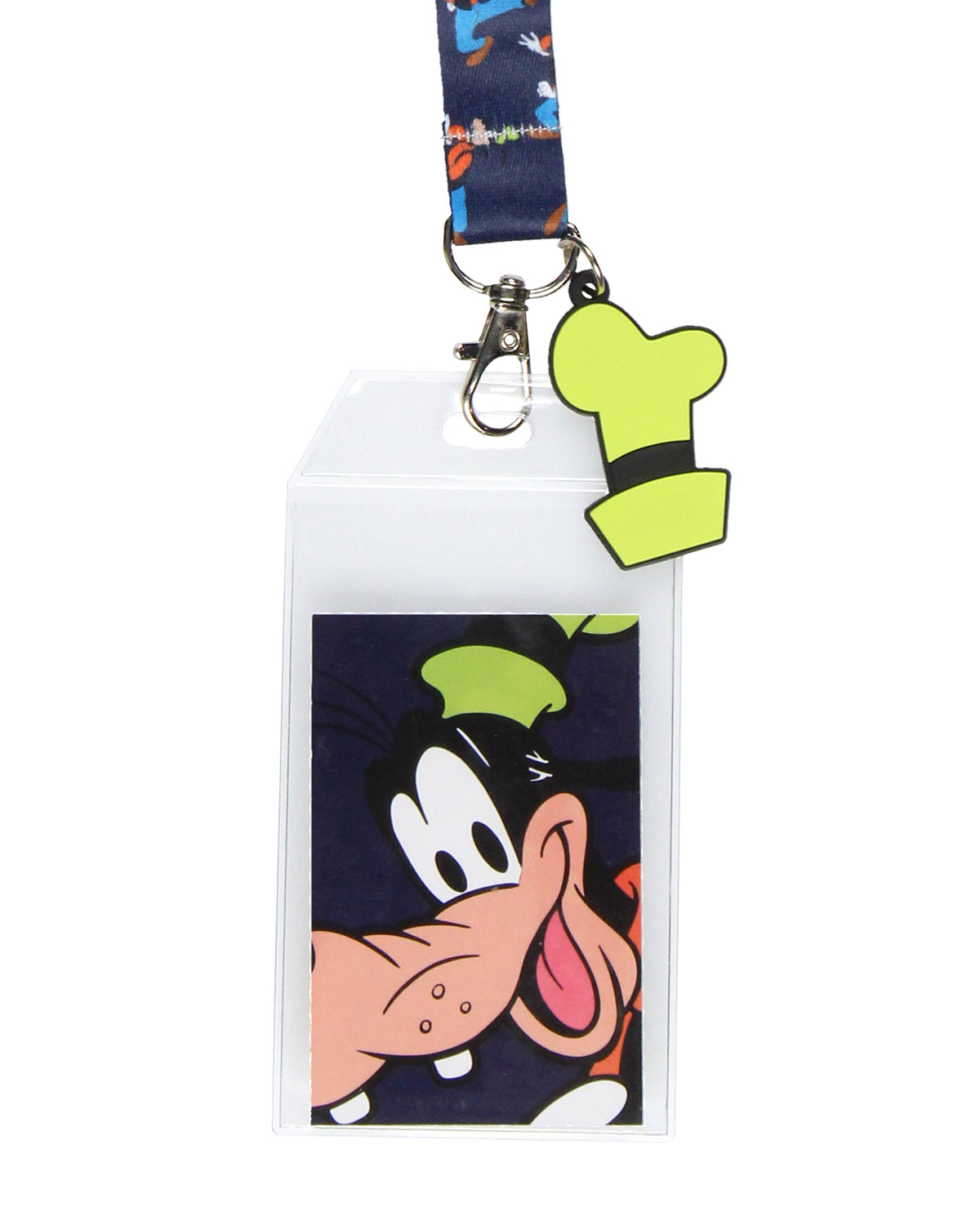 Disney Hot Diggity Dog Goofy Lanyard with Clear ID Badge Holder and Charm