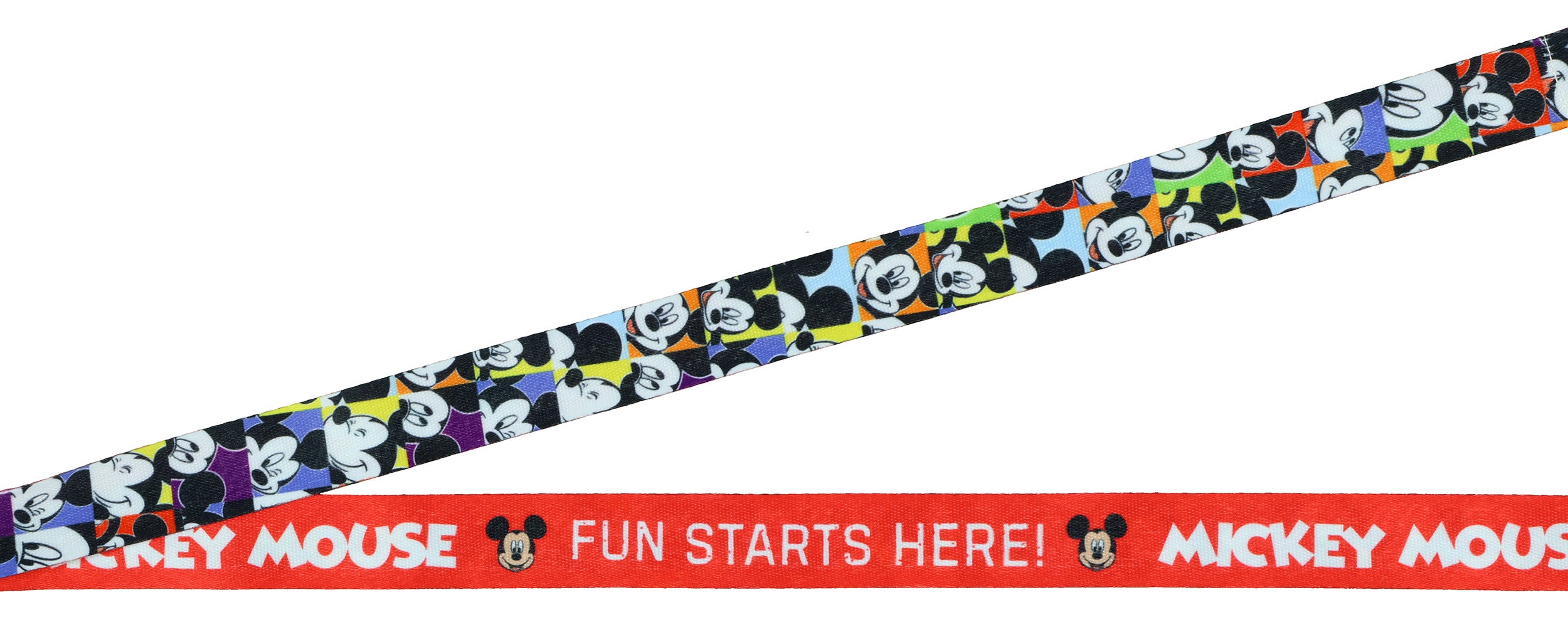 Disney Mickey Mouse Fun Starts Here Lanyard with ID Badge Holder and Charm
