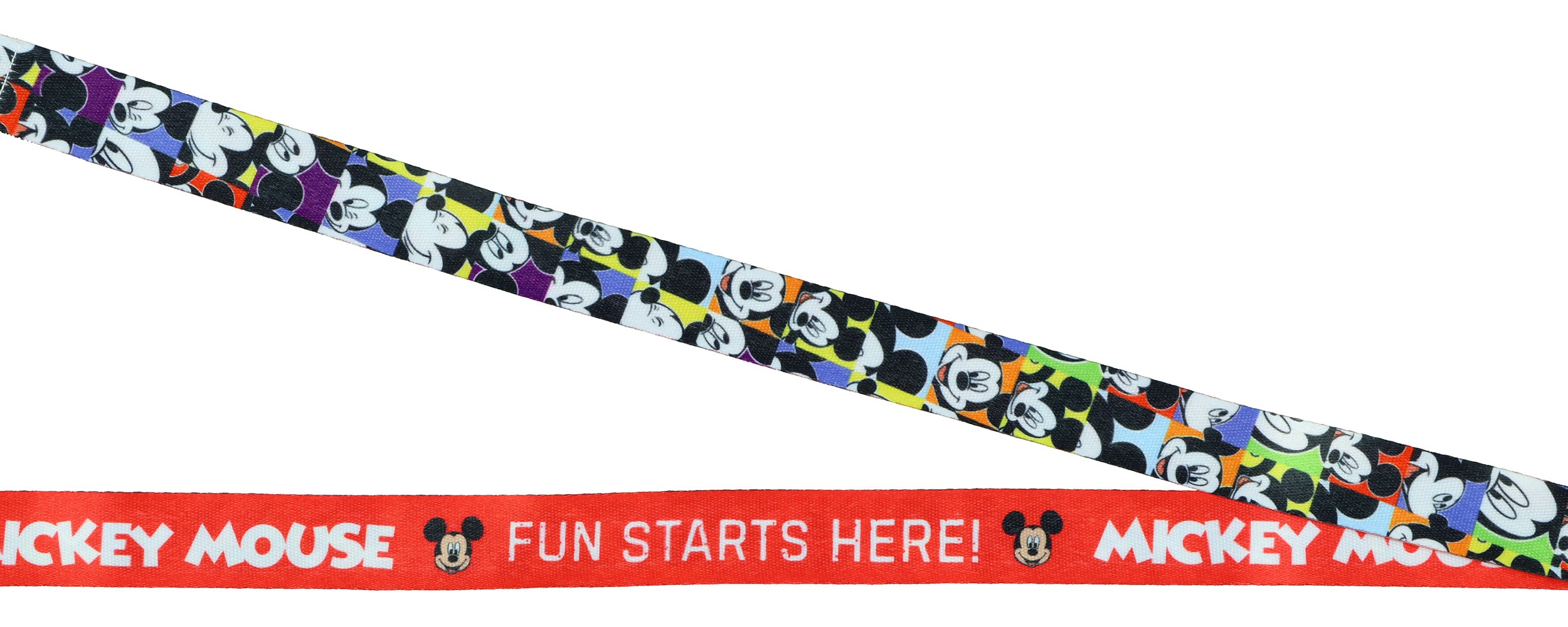 Disney Mickey Mouse Fun Starts Here Lanyard with ID Badge Holder and Charm