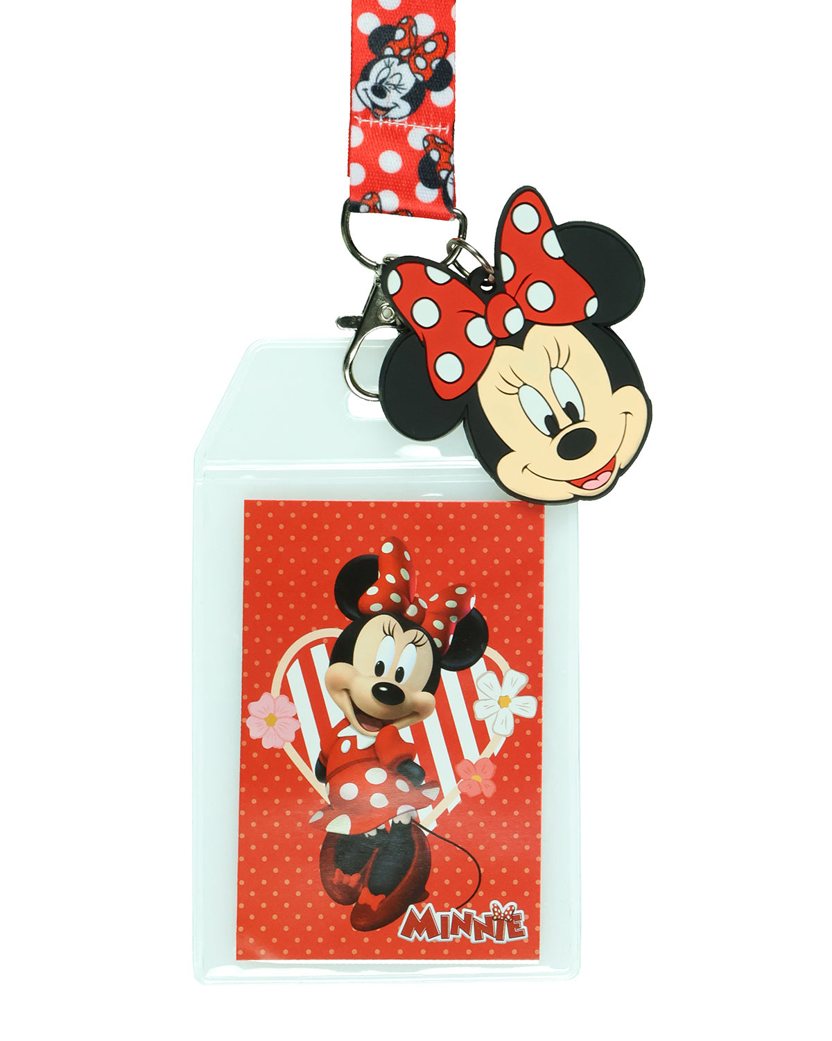Disney Minnie Mouse Made You Smile Lanyard with ID Holder and Charm