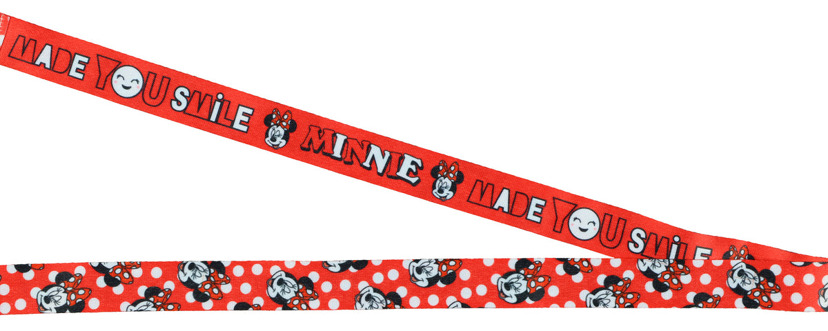 Disney Minnie Mouse Made You Smile Lanyard with ID Holder and Charm