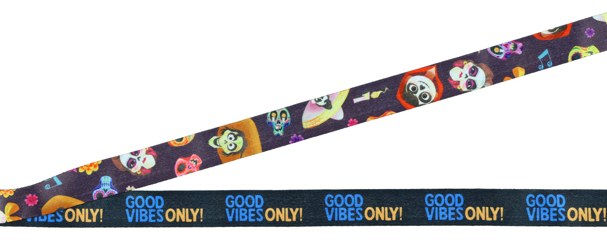 Disney Coco Good Vibes Only Lanyard with ID Holder and 2.5" Guitar Charm