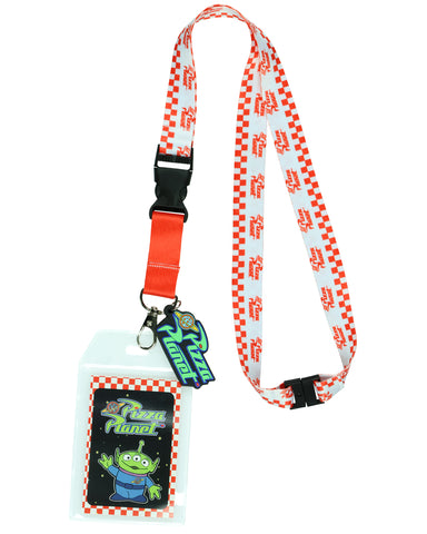 Disney Toy Story Pizza Planet Alien Design Lanyard with ID Holder and Charm