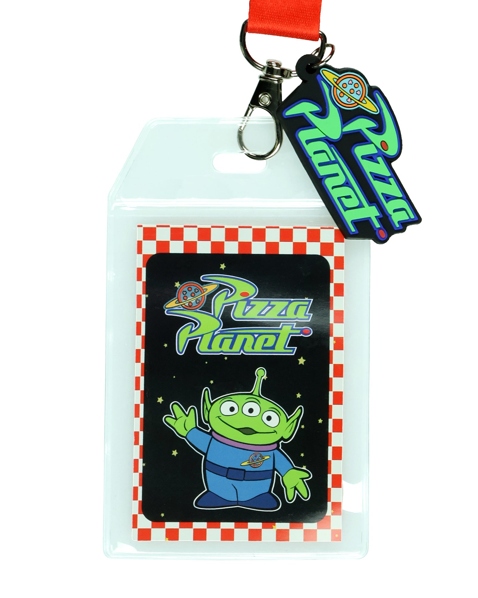 Disney Toy Story Pizza Planet Alien Design Lanyard with ID Holder and Charm