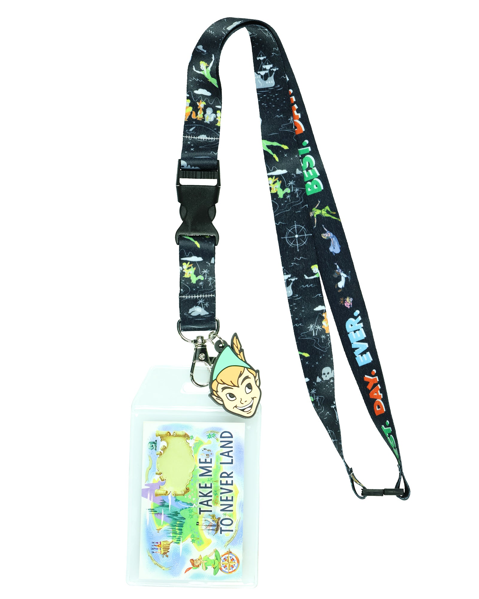 Disney Peter Pan Best Day Ever Lanyard with ID Badge Holder and Rubber Charm