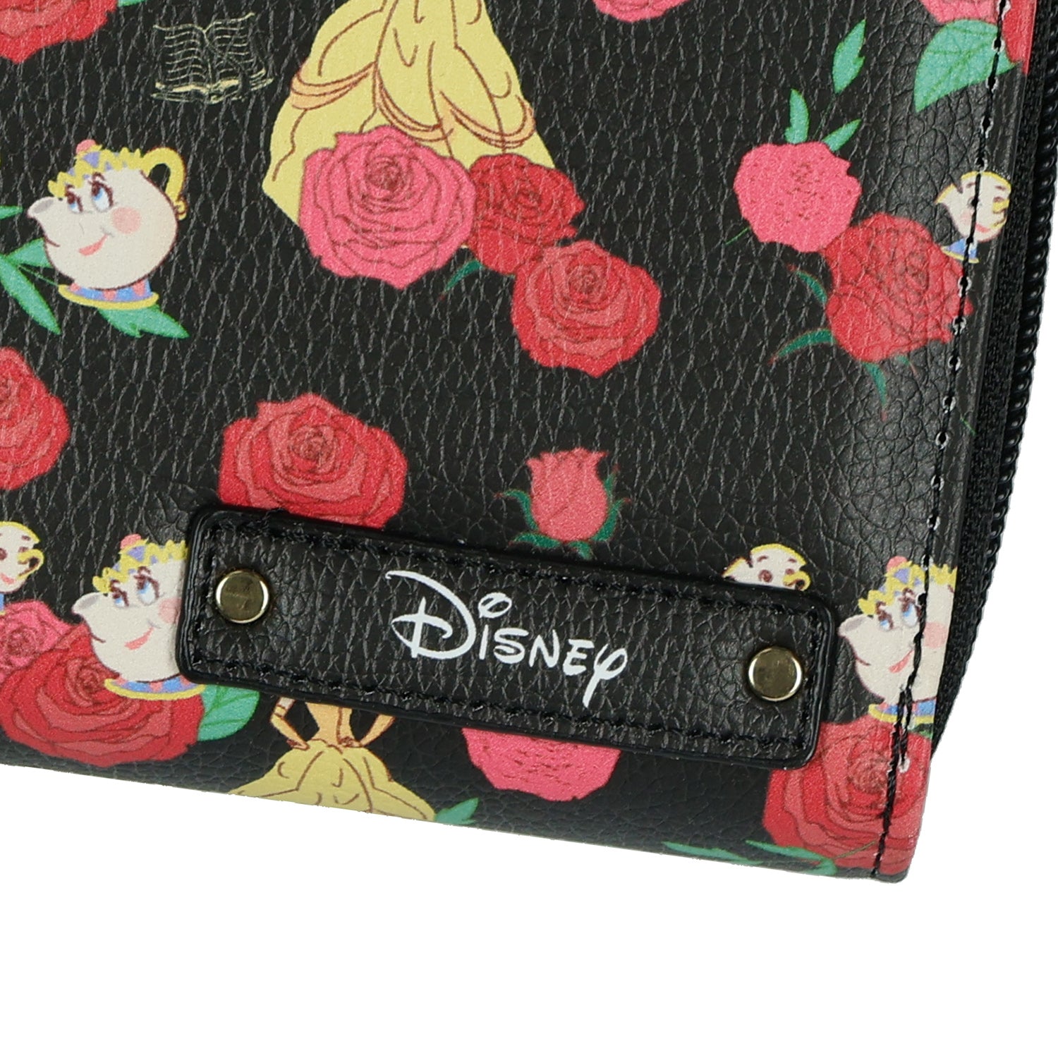Disney Beauty and The Beast Wallet Allover Belle and Roses Full Zip Clutch