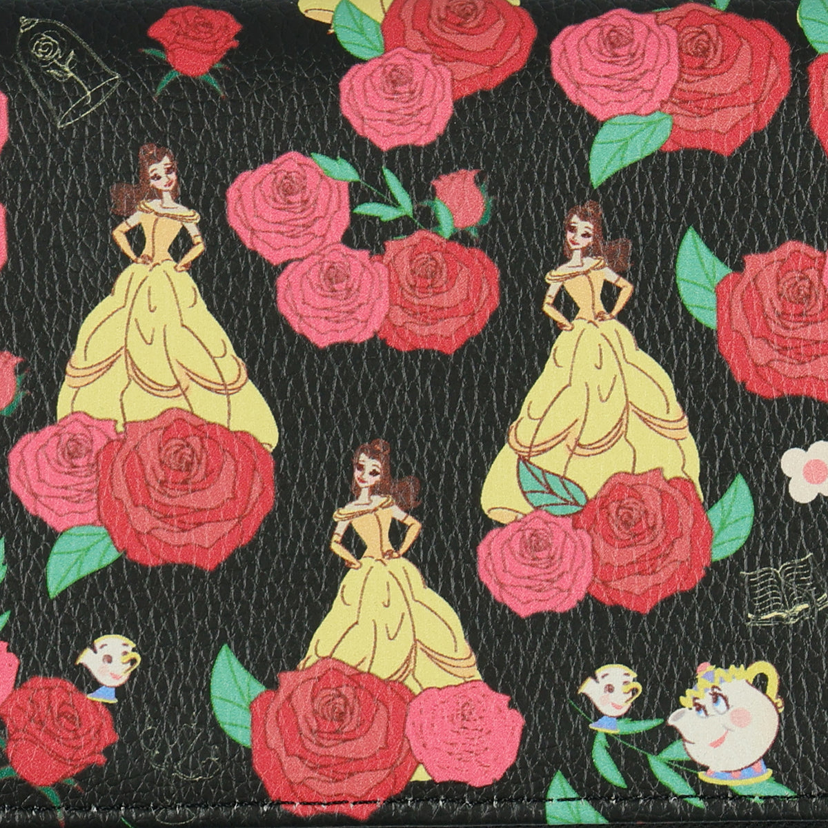 Disney Beauty and The Beast Wallet Allover Belle and Roses Full Zip Clutch