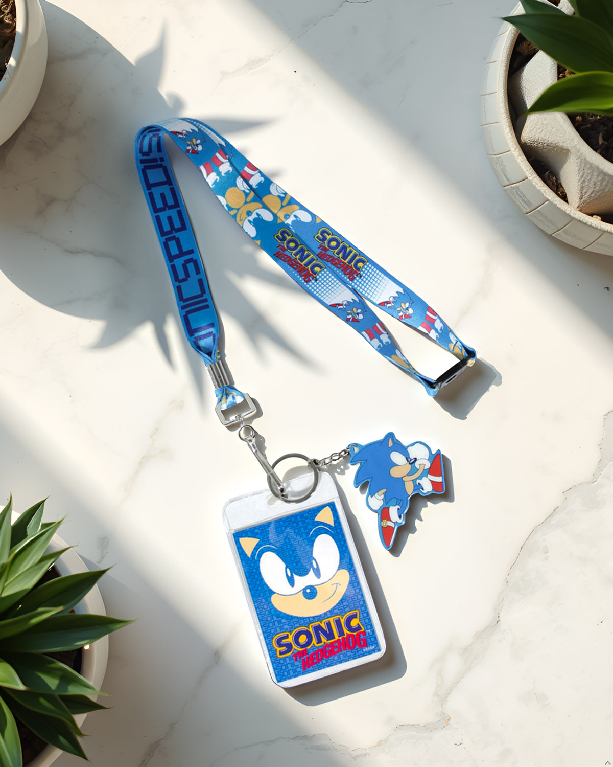 Sonic The Hedgehog Sonic Speed Lanyard ID Badge Holder w/ Metal Keychain