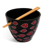 Naruto Shippuden Akatsuki Red Clouds Ramen Bowl W Reusable Bamboo Chopsticks
