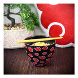 Naruto Shippuden Akatsuki Red Clouds Ramen Bowl W Reusable Bamboo Chopsticks