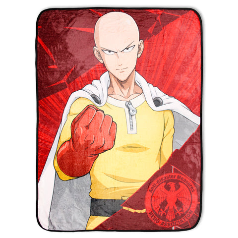 One Punch Man Anime Saitama Hero Association Plush Fleece Throw Blanket 45" x 60"
