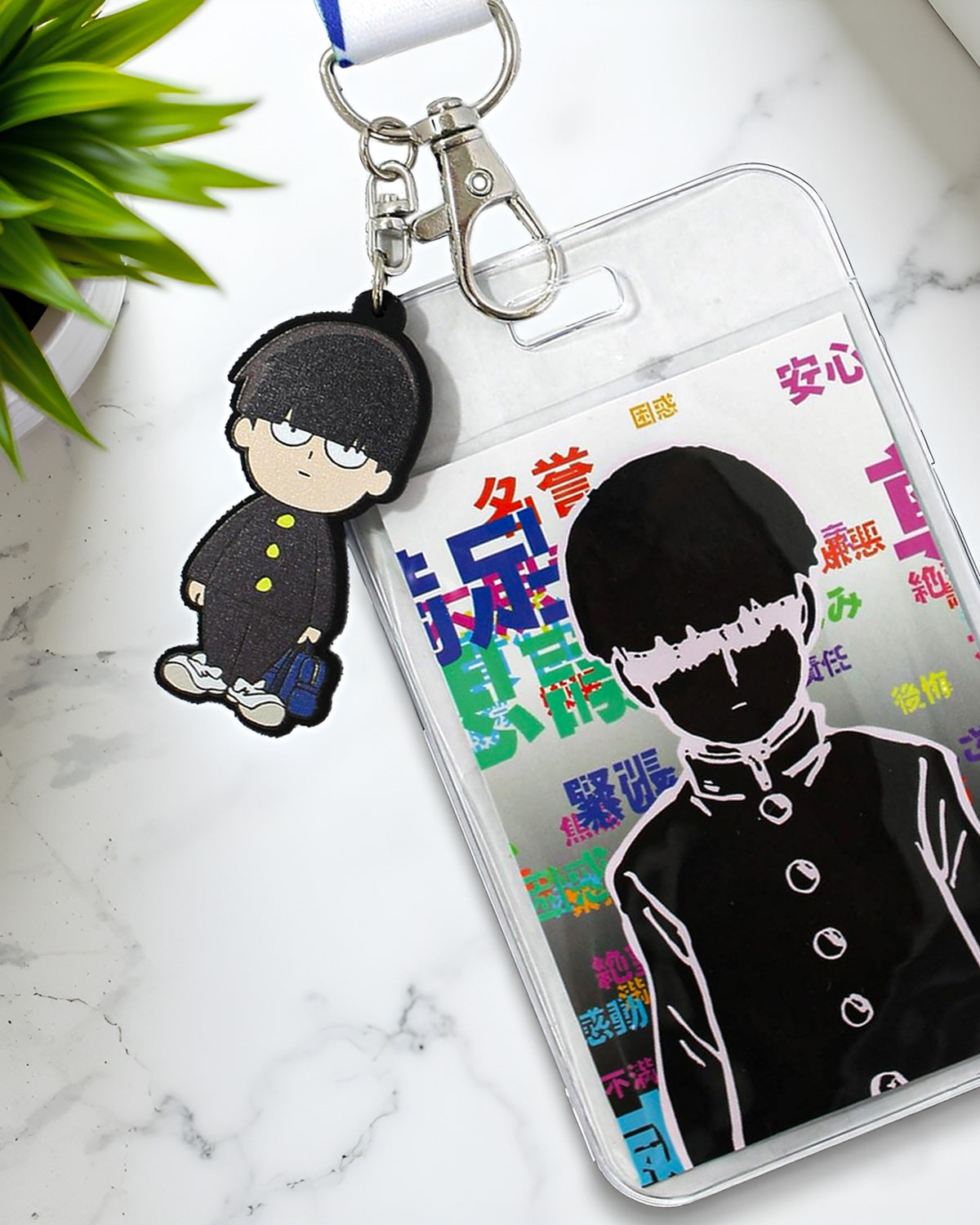 Mob Psycho 100 Merch ID Badge Holder Lanyard Keychain Lanyard w/ Pendant