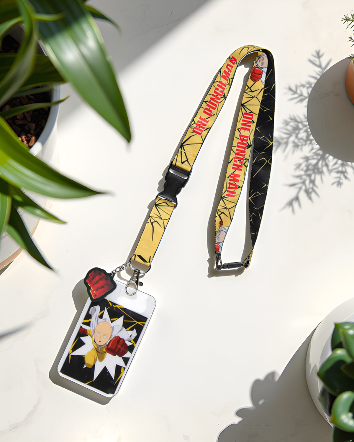 One Punch Man Manga Saitama ID Badge Holder Keychain Lanyard w/ Rubber Pendant