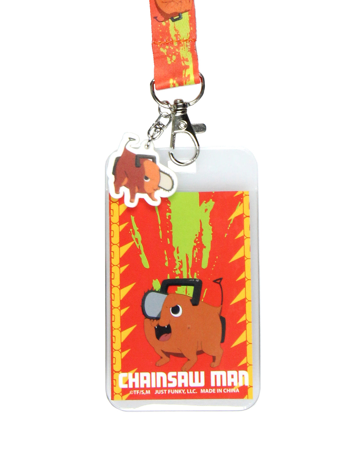 Chainsaw Man ID Lanyard Badge Holder w Pochita Pendant For Keys Keychain