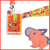 Chainsaw Man ID Lanyard Badge Holder w Pochita Rubber Pendant For Keys Keychain