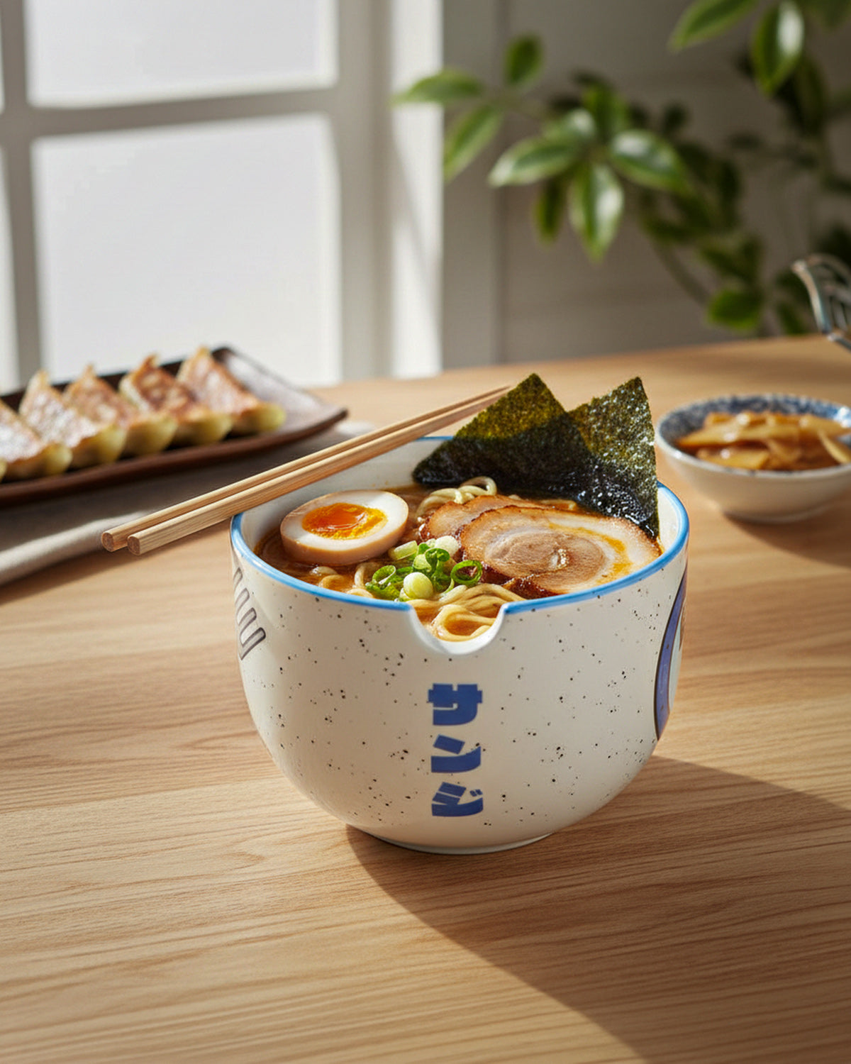 One Piece Sanji Jolly Roger Ceramic Ramen Bowl Set with Reusable Chopsticks 14oz