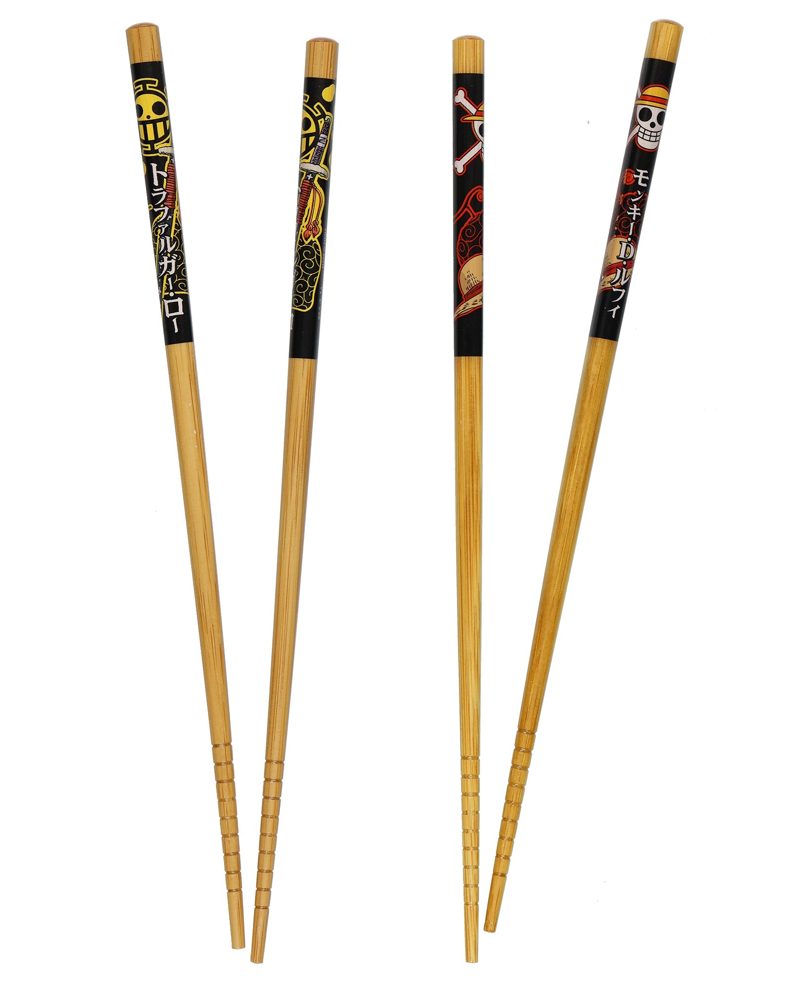 One Piece Chopsticks Straw Hat Pirates Designs Reusable Bamboo Set, 2 Pack