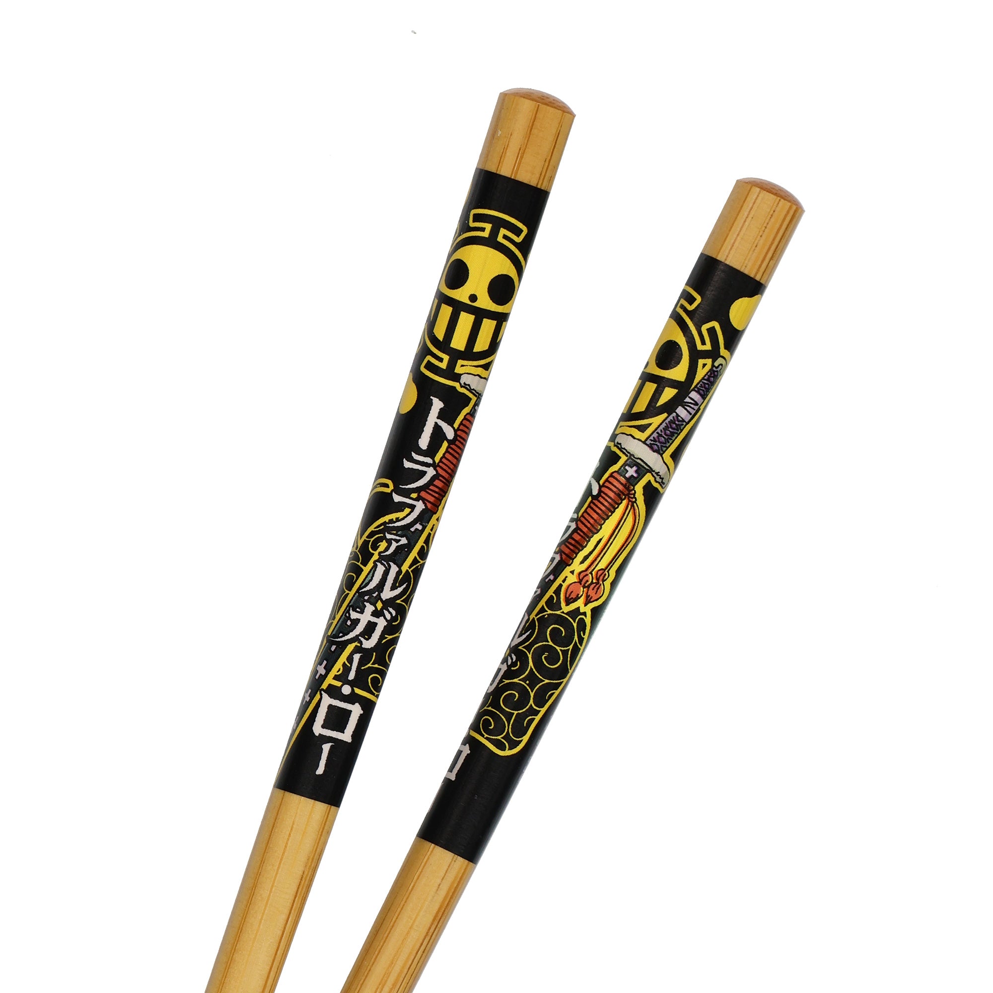 One Piece Chopsticks Straw Hat Pirates Designs Reusable Bamboo Set, 2 Pack