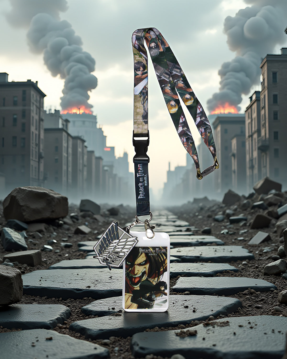 Attack on Titan Scout Regiment ID Lanyard Badge Holder with Pendant