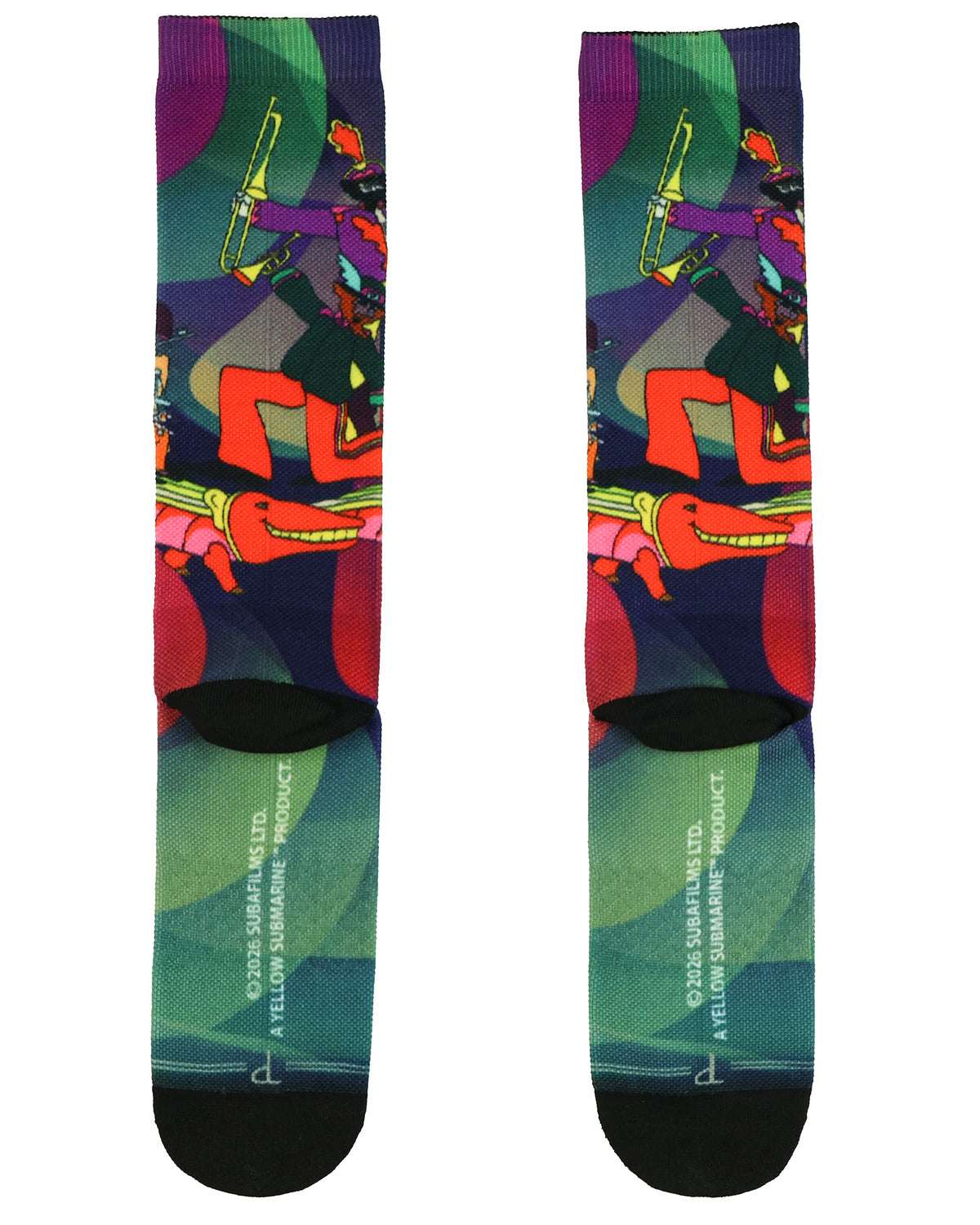 The Beatles Crew Socks Men's Yellow Submarine Sublimated Design 1-Pair Size 7-12