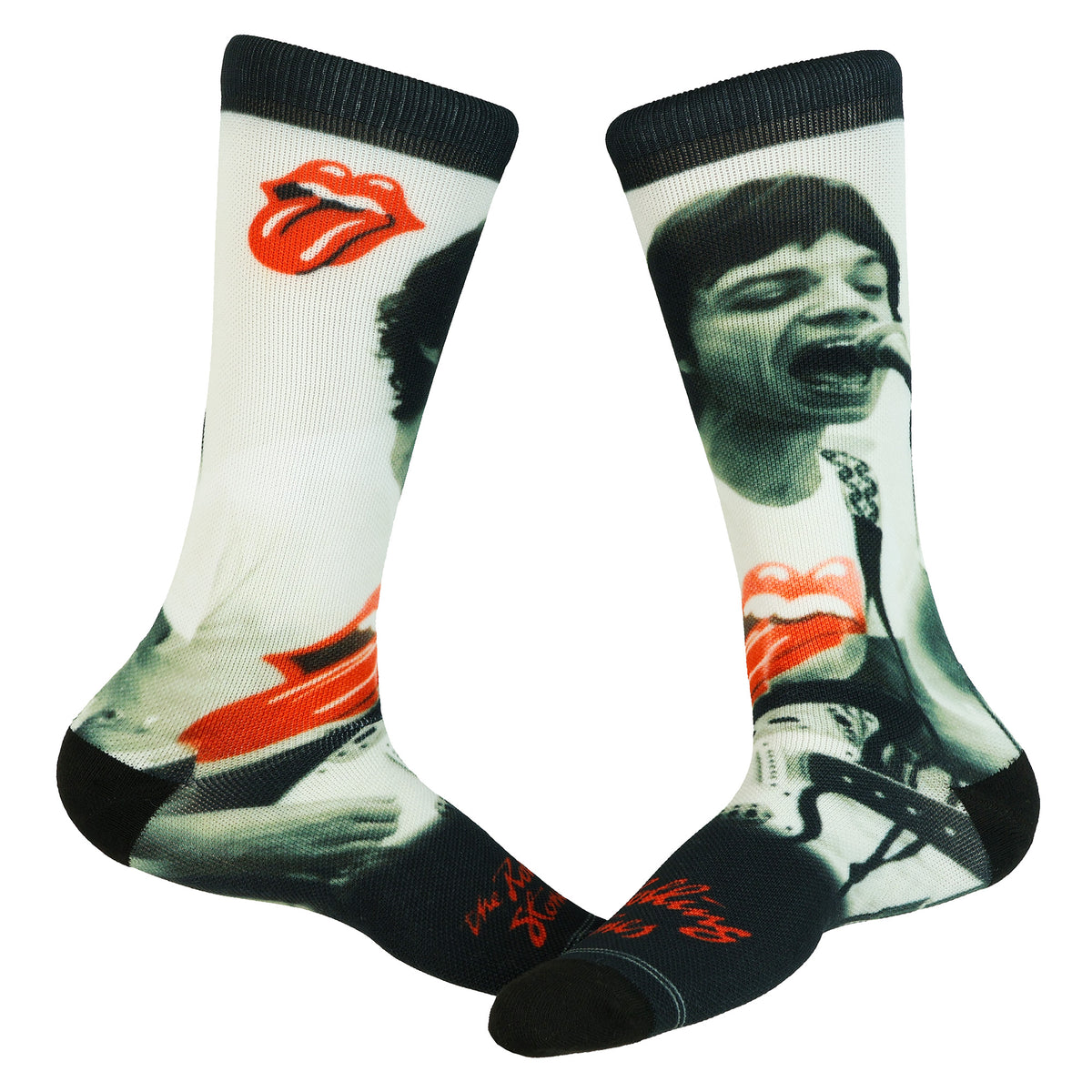The Rolling Stones Crew Socks Men's Mick Jagger Sublimated 1-Pair Shoe Size 7-12