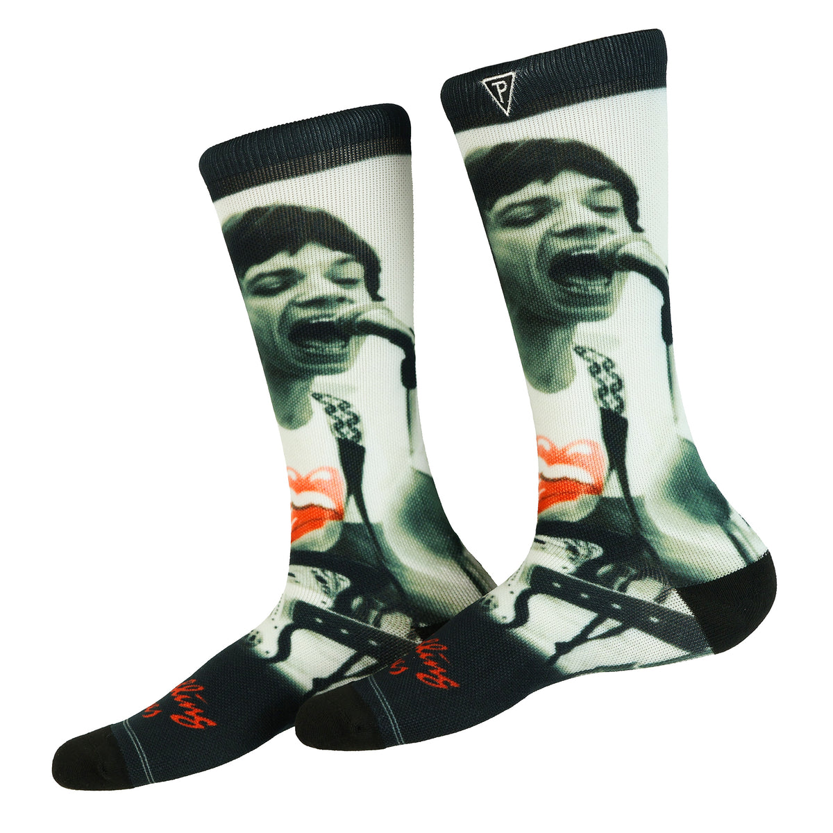 The Rolling Stones Crew Socks Men's Mick Jagger Sublimated 1-Pair Shoe Size 7-12