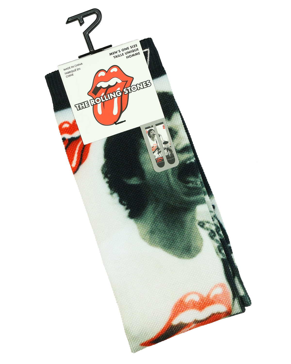 The Rolling Stones Crew Socks Men's Mick Jagger Sublimated 1-Pair Shoe Size 7-12