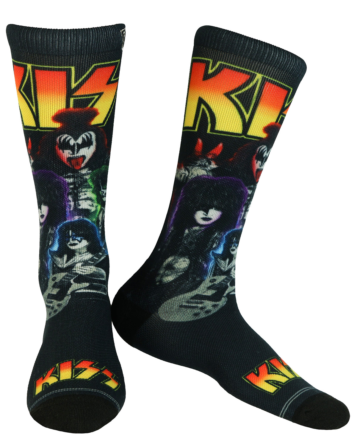 KISS Crew Socks Men's Rock Band Sublimated Portrait Design 1-Pair Size 7-12