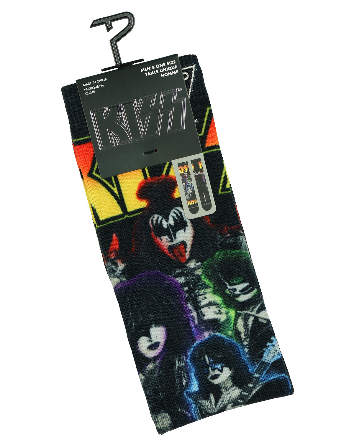 KISS Crew Socks Men's Rock Band Sublimated Portrait Design 1-Pair Size 7-12