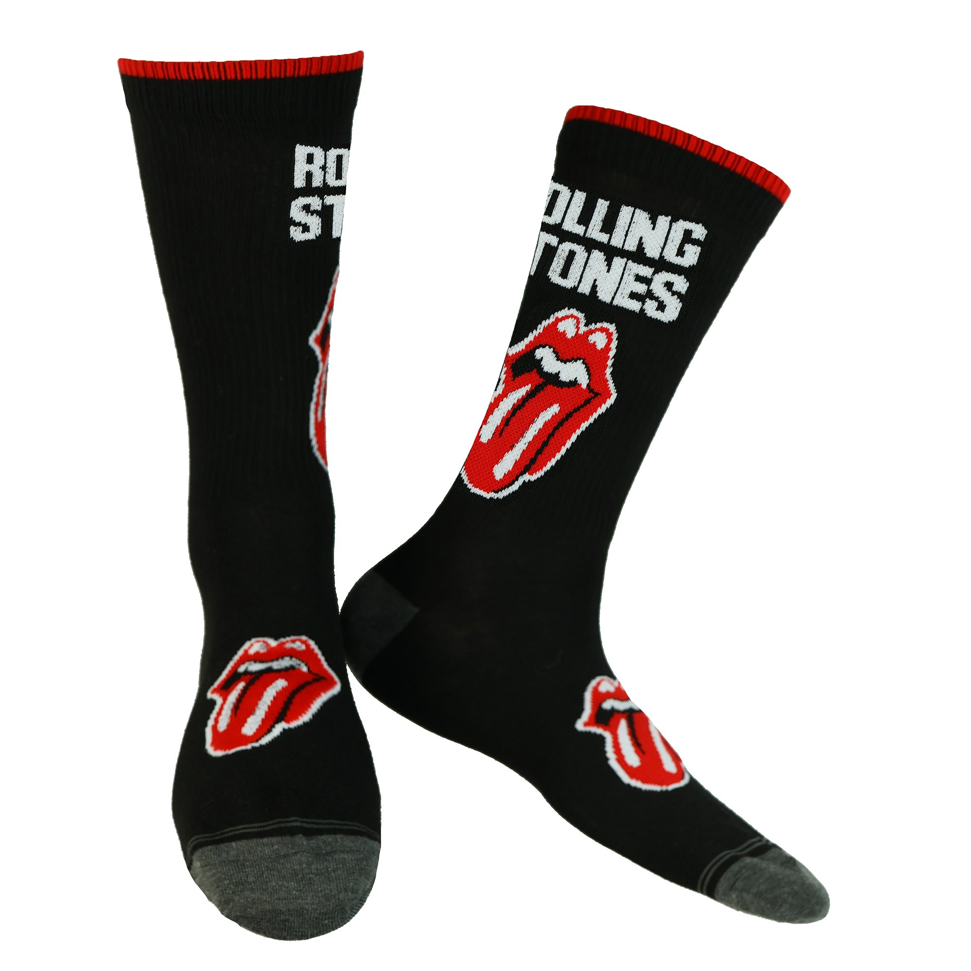 The Rolling Stones Crew Socks 2 Pair Tongue and Lips Band Logo Design Size 7-12