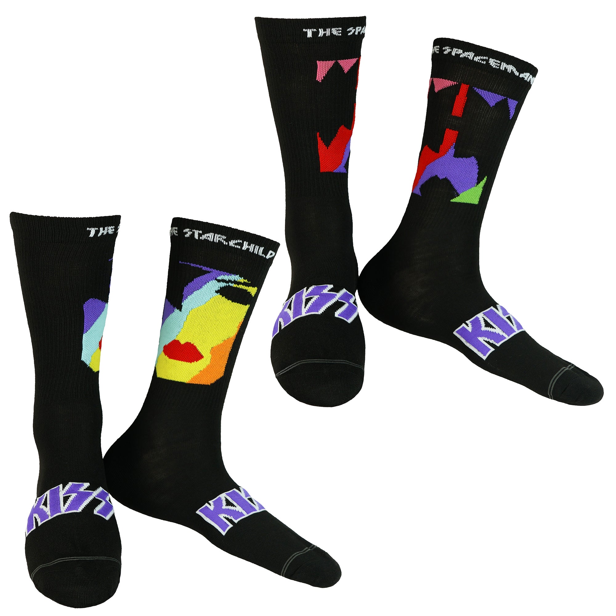 KISS Men’s Crew Socks 4-Pair Rock Band Member Character Sock OSFM