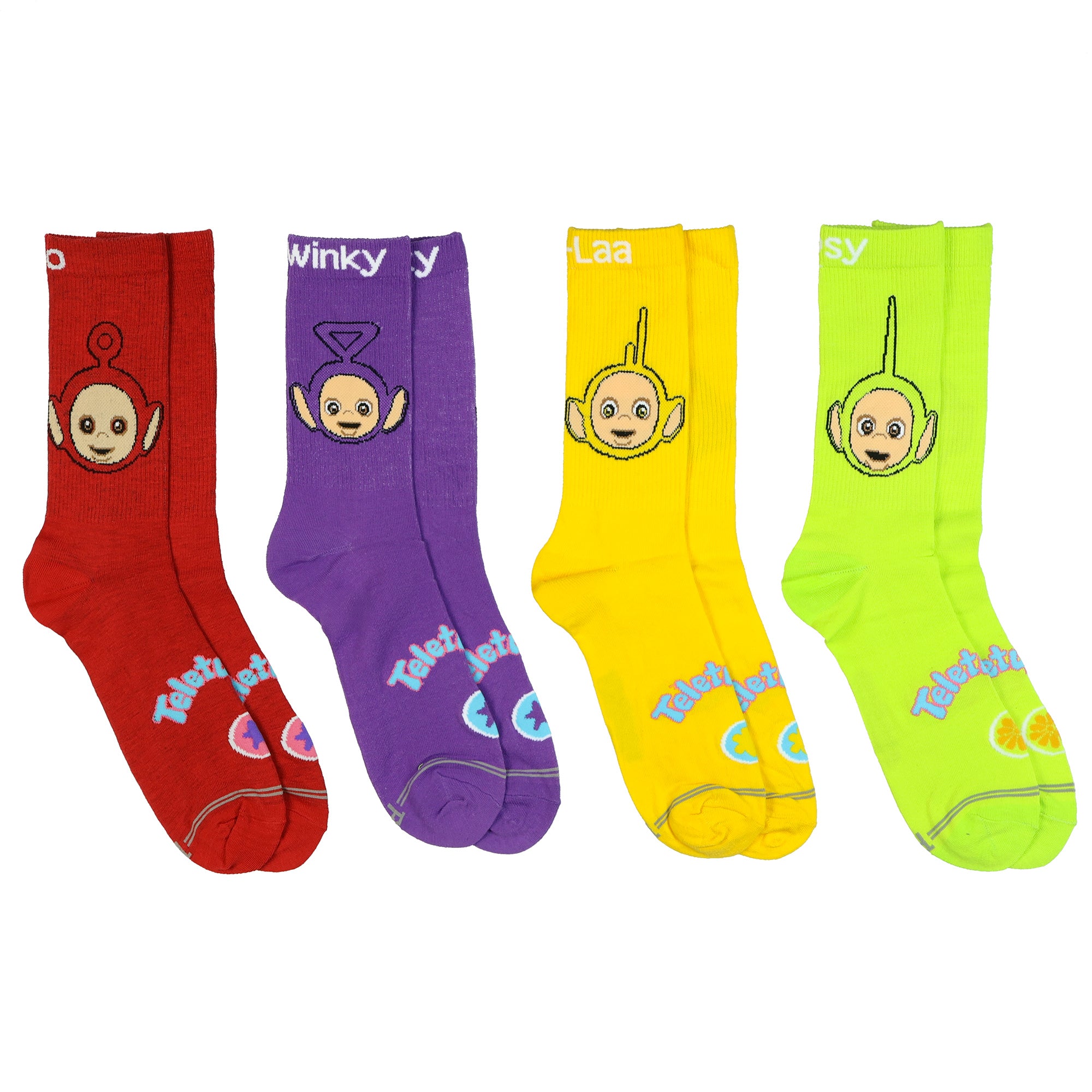 Teletubbies Crew Socks Men's Character Designs 4-Pack Mid-Calf, 4 Pair