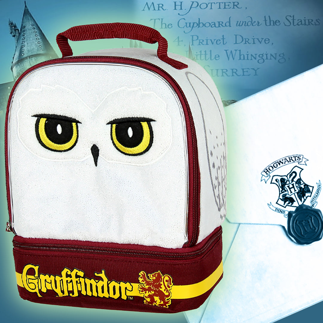 Harry Potter Hedwig Owl Gryffindor Dual Compartment Insulated Lunch Bag 10"