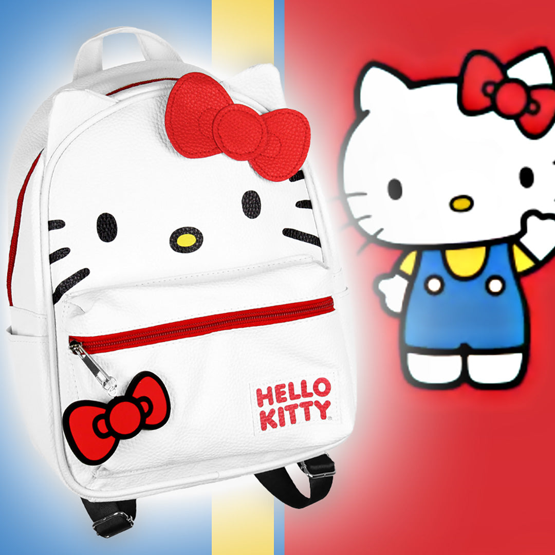 Sanrio Hello Kitty amazing Bow Face and 3D Ear Design Faux Leather Mini Backpack 11"