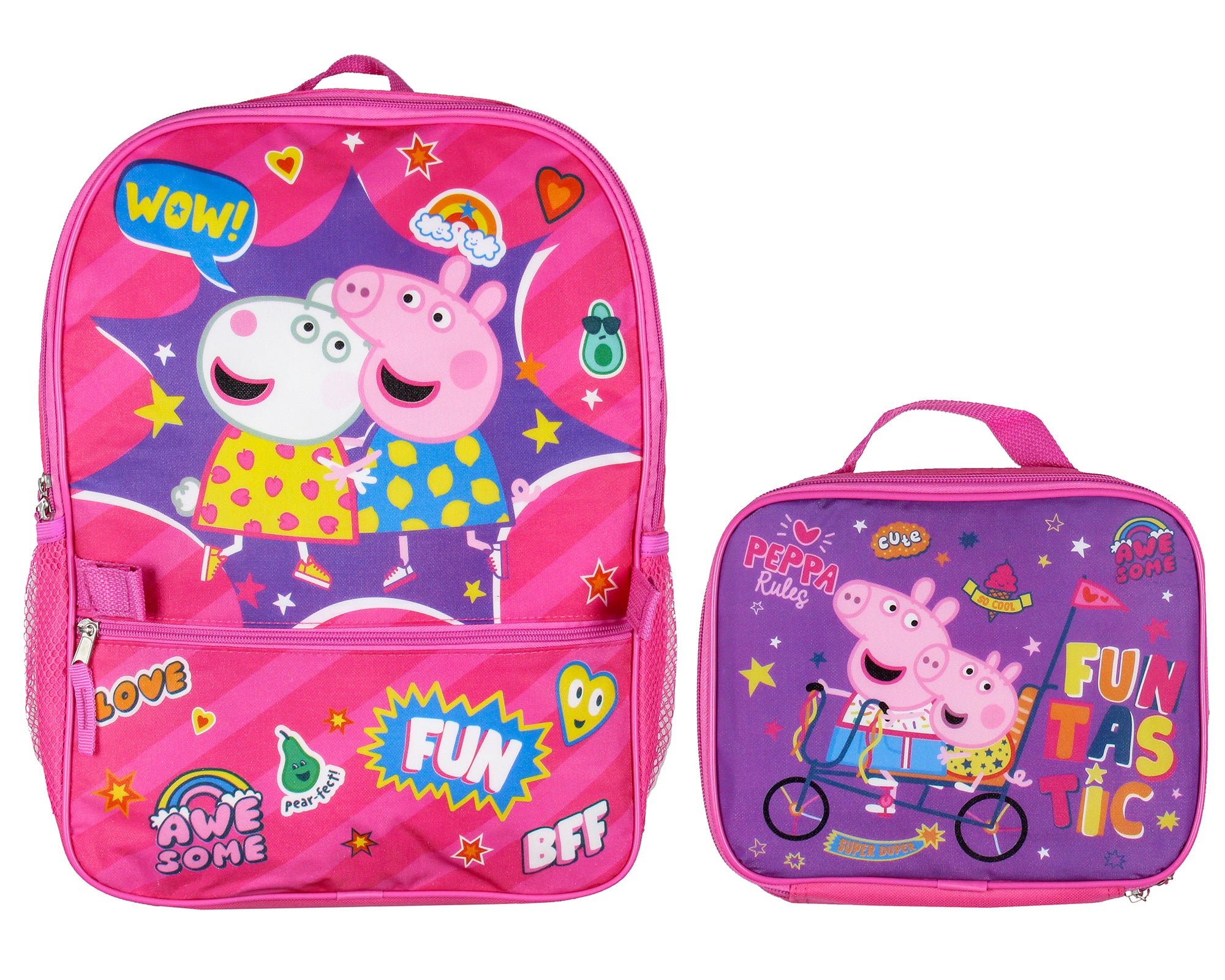 Peppa Pig School Travel Backpack Set For Girls With Insulated Lunch Box 16"