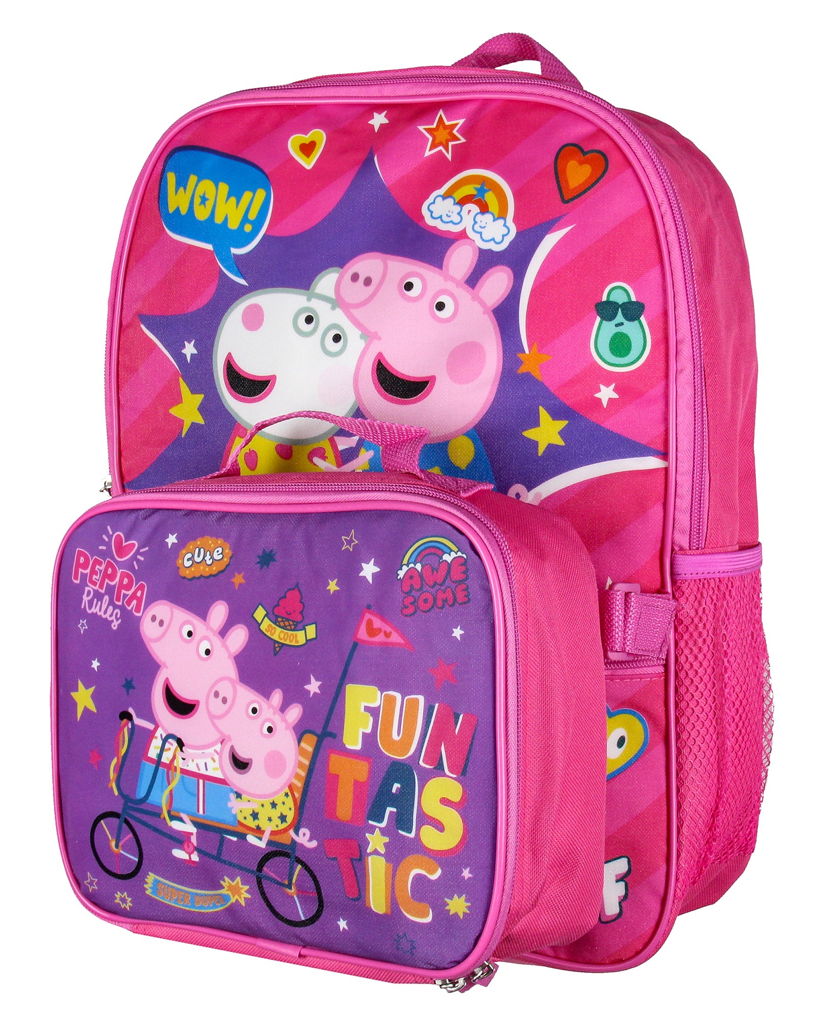 Peppa Pig School Travel Backpack Set For Girls With Insulated Lunch Box 16"