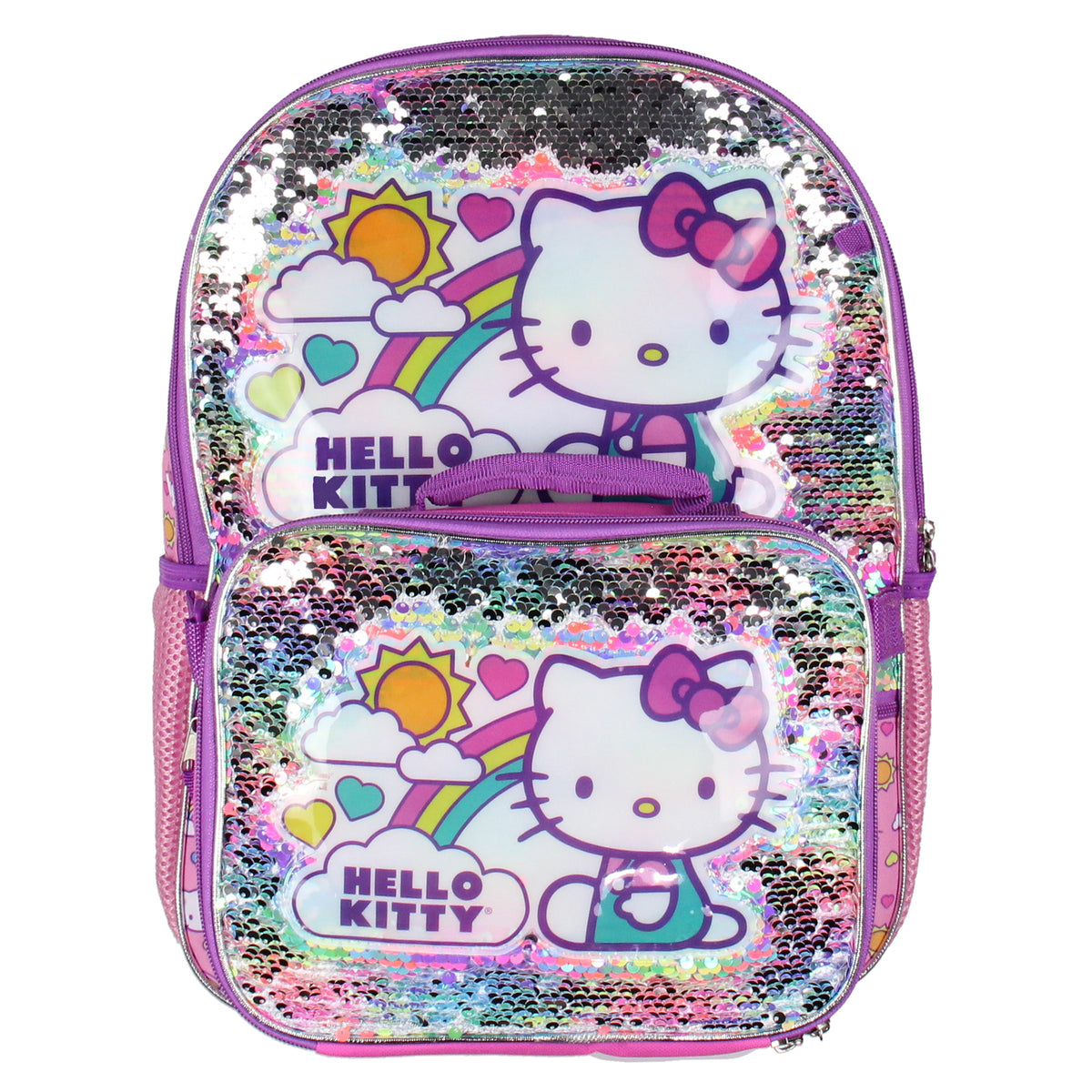 Sanrio Hello Kitty Backpack 5 Piece Set Lunch Bag Cinch Bag Gadget Case Water Bottle 16"